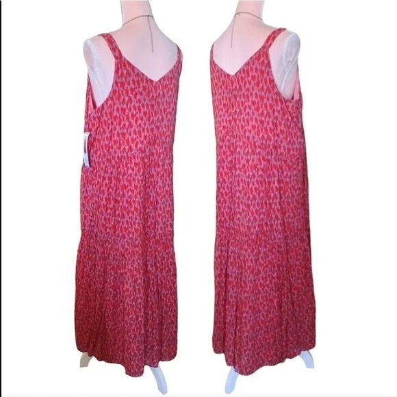 JOIE Tea Rose Red Floral Sleeveless Tiered Cotton Maxi Dress Large NWT - Picture 11 of 16